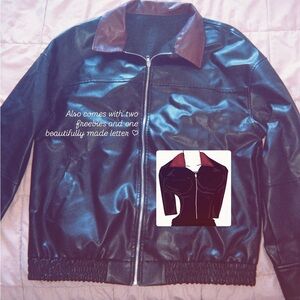 Men's Black and Brown Leather Jacket